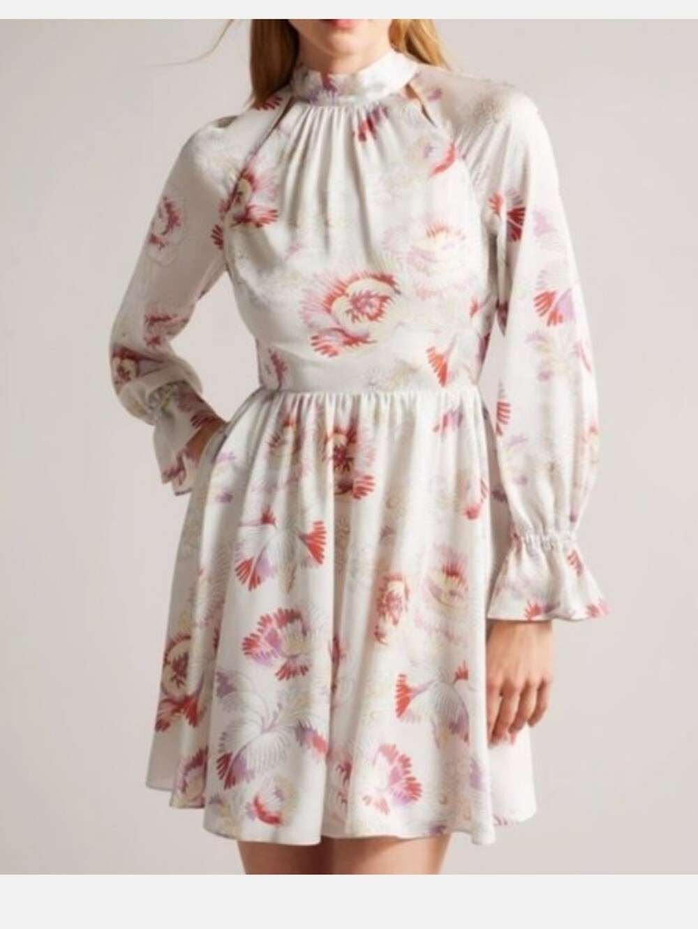 Ted Baker White Floral Mini Dress with Pink and Purple Accents (Ted Baker size 1